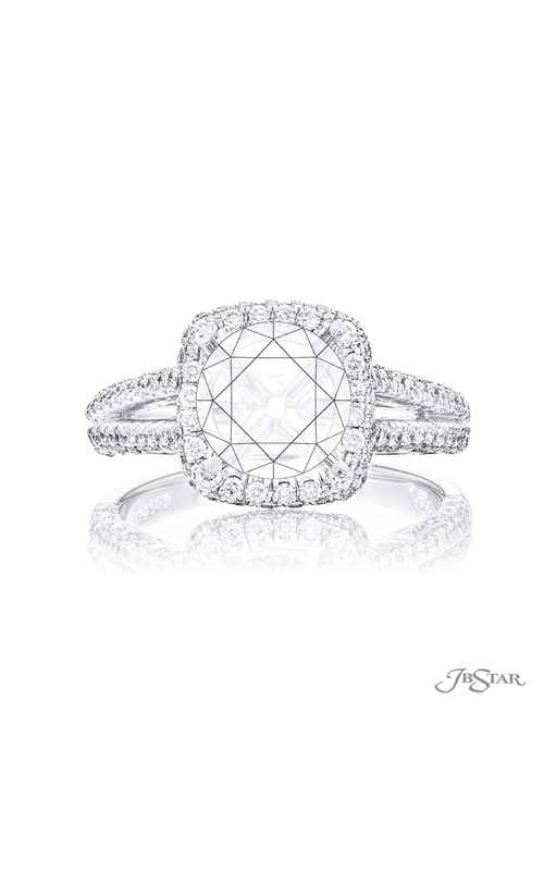 Diamond semi-mount 3 sided pave split shank