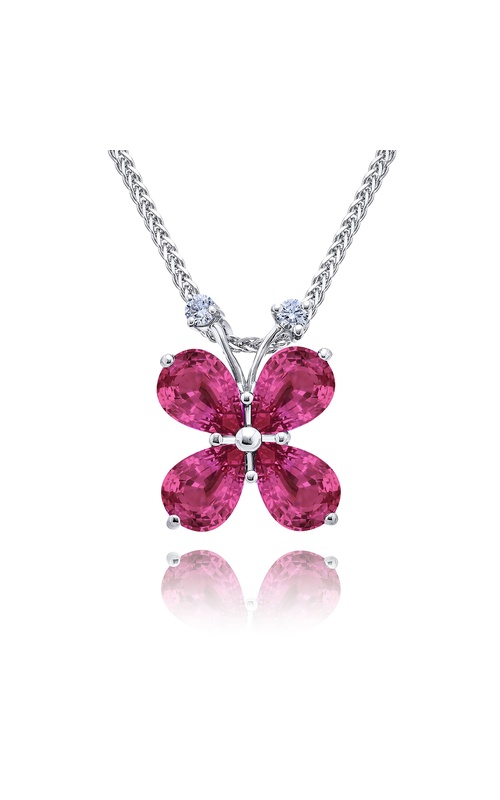 Exquisite Style: One-of-a-Kind 3.26 ctw Pink Sapphire Butterfly Pendant Pear-Shaped Sapphires & Diamonds in Pure Platinum