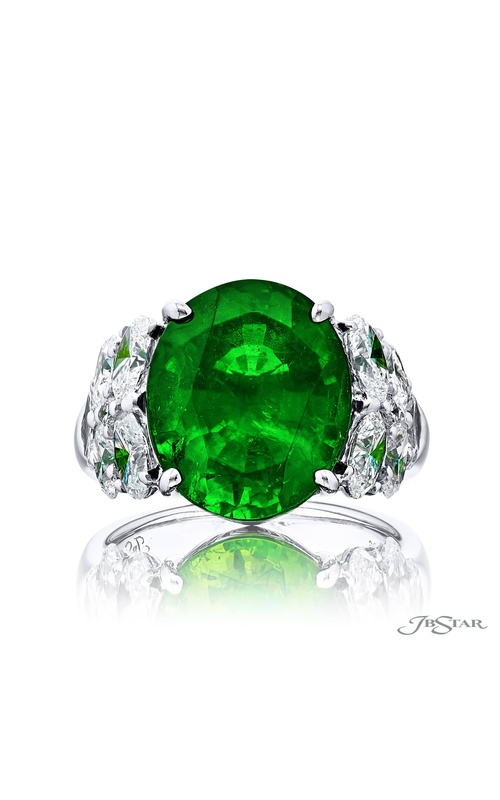 7.31 ct. Vivid Oval Emerald & Diamond Ring in Platinum