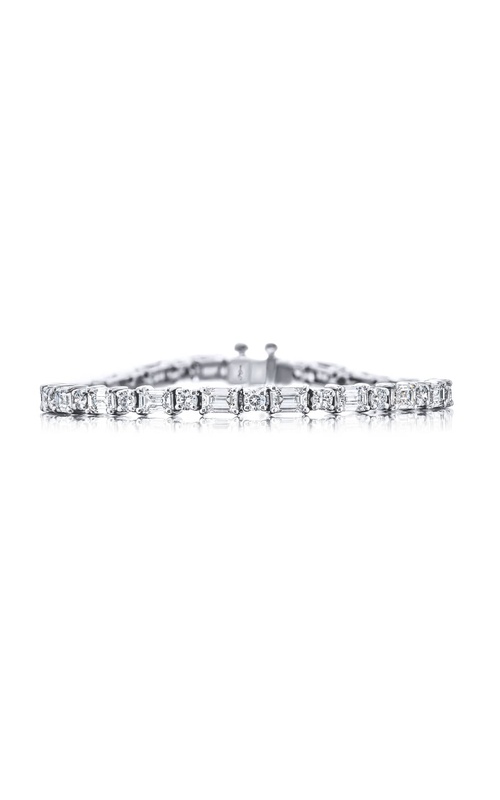 Platinum Emerald-Cut and Round Diamond Bracelet