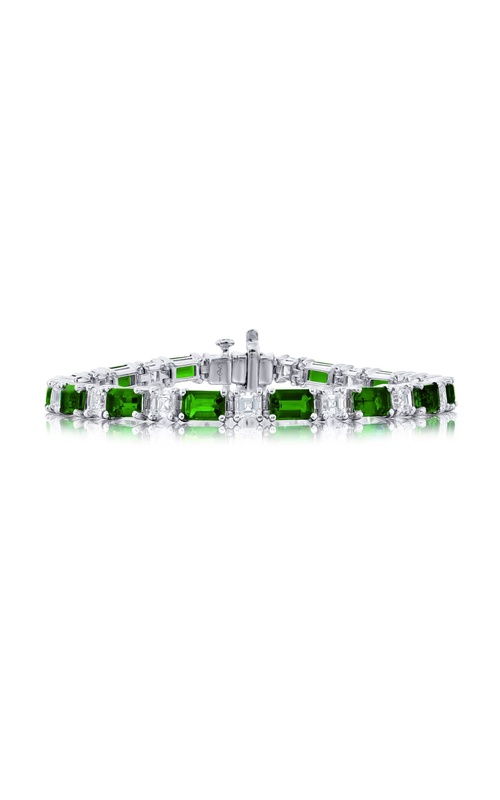 Platinum Emerald-Cut Emerald and Diamond Bracelet
