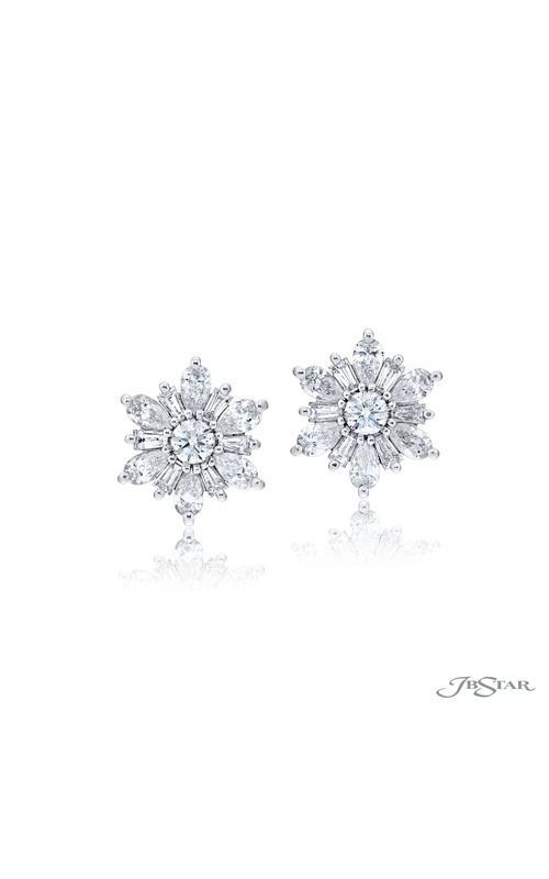 Timeless Floral Diamond Stud Earrings in Platinum