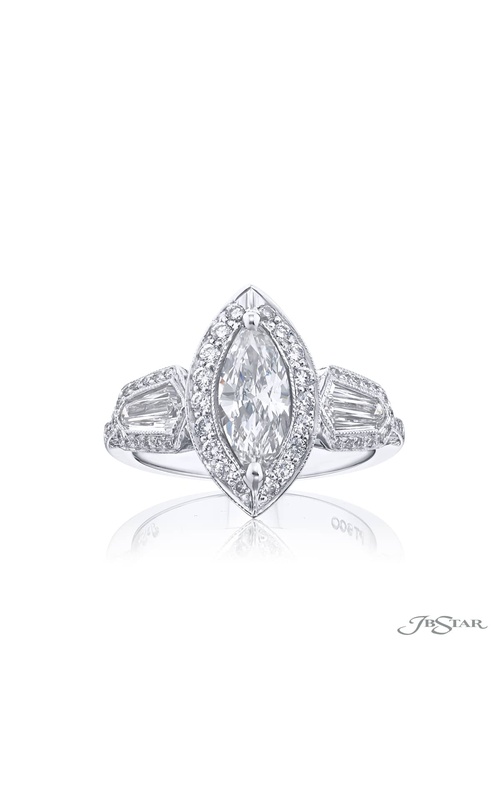 0.74 ct. GIA-Certified Marquise Diamond Ring with Kite and Micro Pave Accents in Platinum