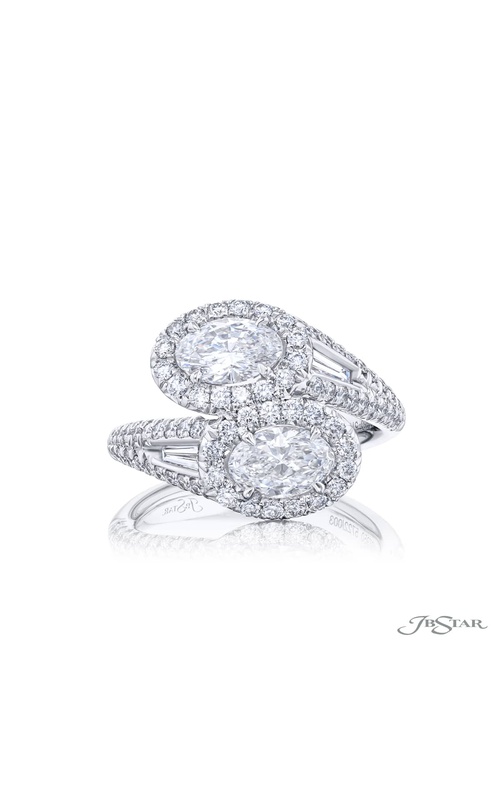 Dazzling Brilliance: 1.42 ctw GIA Certified Twogether Diamond Micro Pave Ring ? Oval Diamonds with Tapered Baguette & Micro Pave Diamonds in Pure Platinum