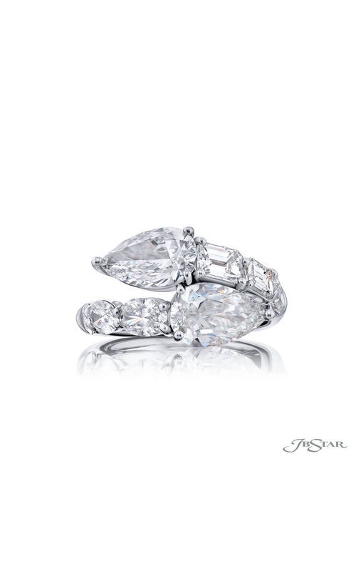 Dazzling Brilliance: 4.02 ctw Certified Twogether Diamond Ring ? GIA Pear-Shaped Diamonds with Oval & Emerald-Cut Accents in Pure Platinum