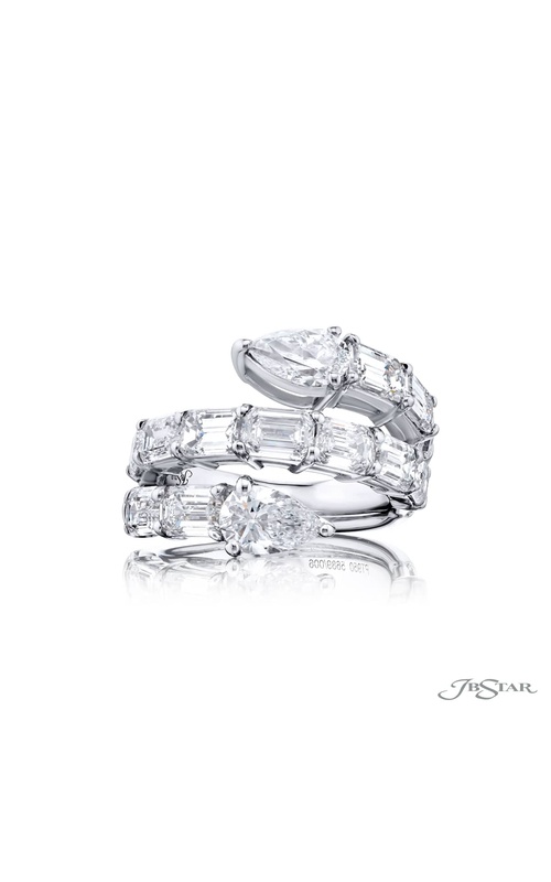 Dazzling Brilliance: GIA Certified Three-Row Twogether Diamond Ring ? Pear-Shaped & Emerald-Cut Diamonds in Pure Platinum