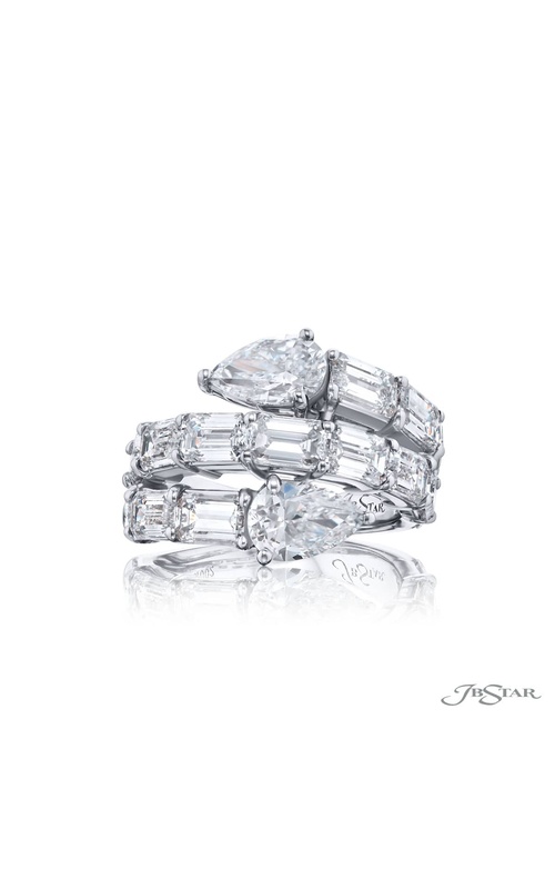 Dazzling Brilliance: 2.00 ctw GIA Certified Three-Row Twogether Diamond Ring  Pear-Shaped & Emerald-Cut Diamonds in Pure Platinum