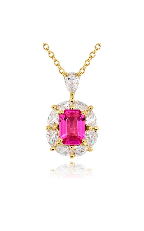 18K Yellow Gold Emerald-Cut Pink Sapphire Pendant