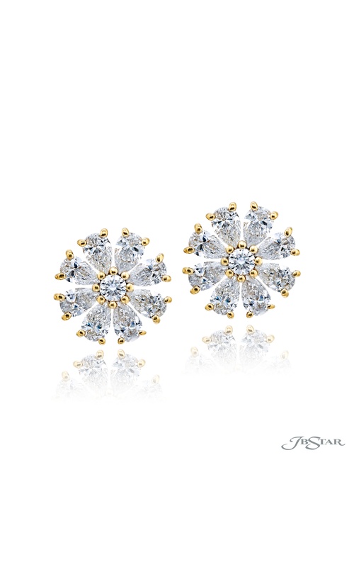 Timeless Floral Diamond Stud Earrings in 18K Yellow Gold