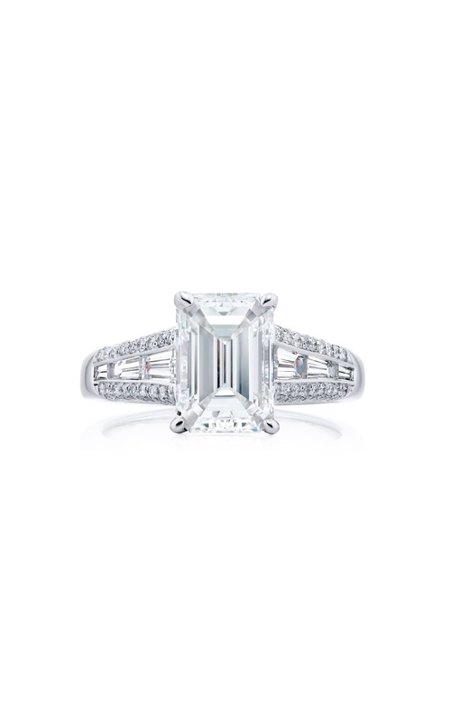 Platinum Emerald-Cut Diamond Certified Ring