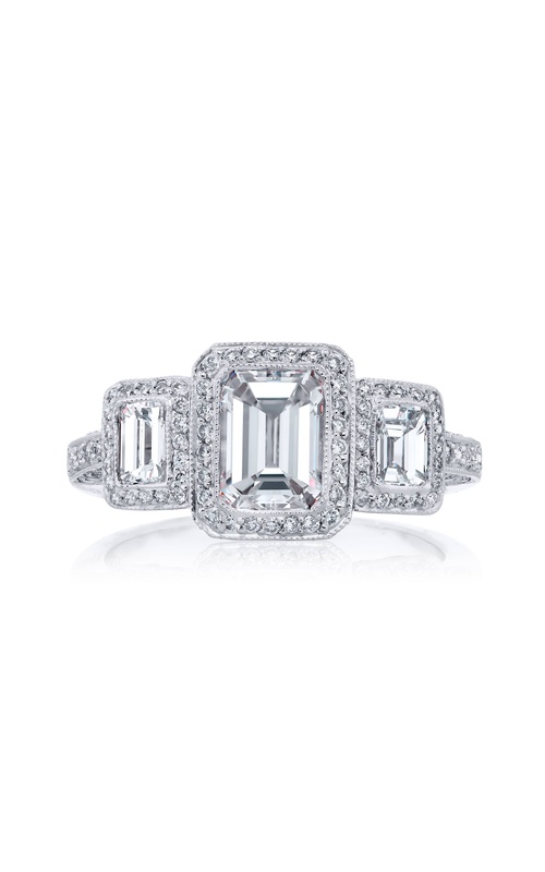 Platinum Emerald-Cut Diamond GIA Certified Micro Pave Ring