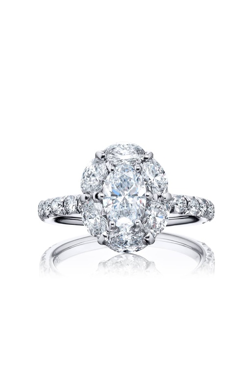 0.71 ct. GIA-Certified Oval-Cut Diamond Ring with Oval and Round Accents in Platinum