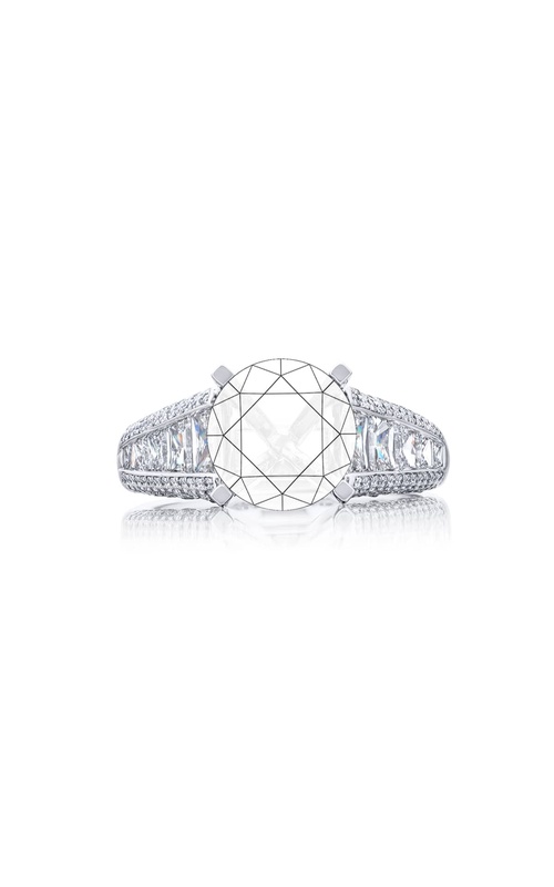 Oval Topaz And Trapezoid Ring In Pave Setting Plat 18KY Gold