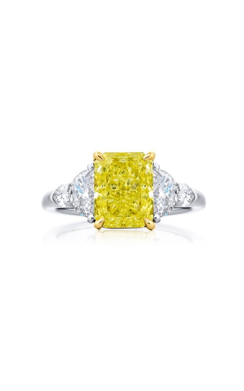 3.24 ct. GIA-Certified Radiant-Cut Fancy Yellow Diamond Ring with Half-Moon & Shield Diamonds