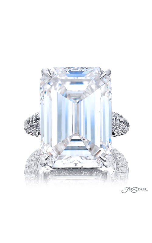 Platinum Emerald-Cut Diamond Certified Ring
