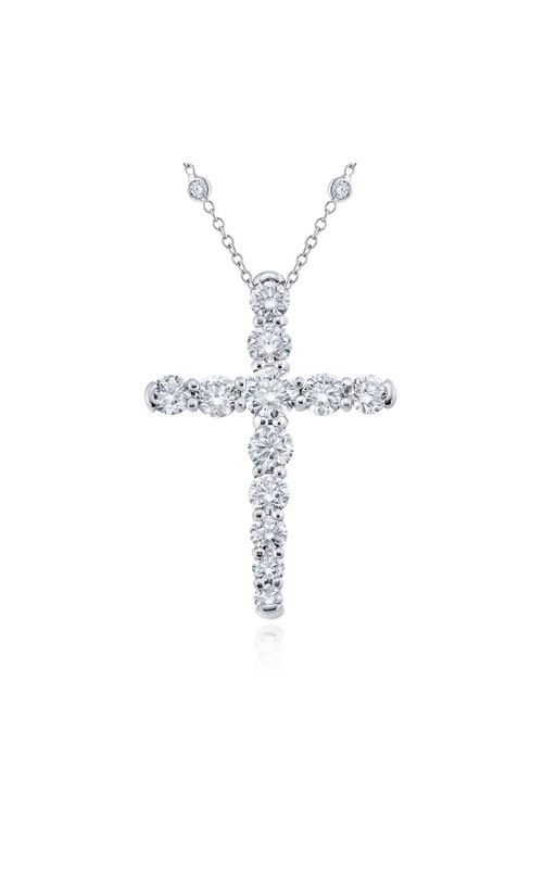 Platinum Round Diamond Cross Pendant