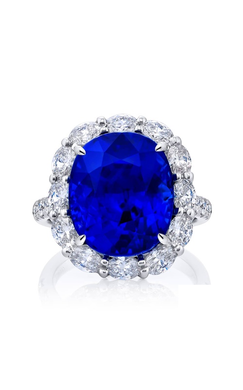 13.05 ct. Certified No-Heat Burmese Oval Sapphire & Diamond Ring in Platinum