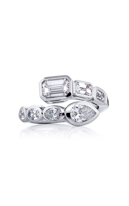 Platinum Emerald-Cut and Pear-Shaped Diamond Certified Twogether Ring