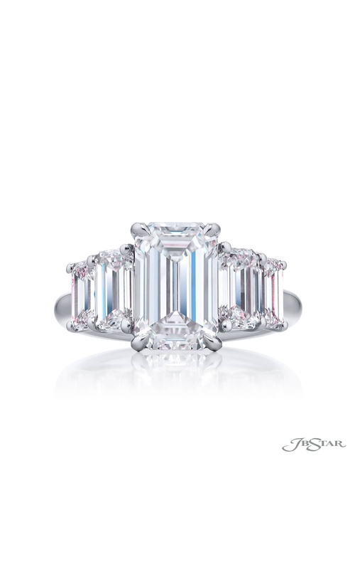 3.01 ct. GIA-Certified Emerald-Cut Diamond Ring with Matching Side Stones in Platinum