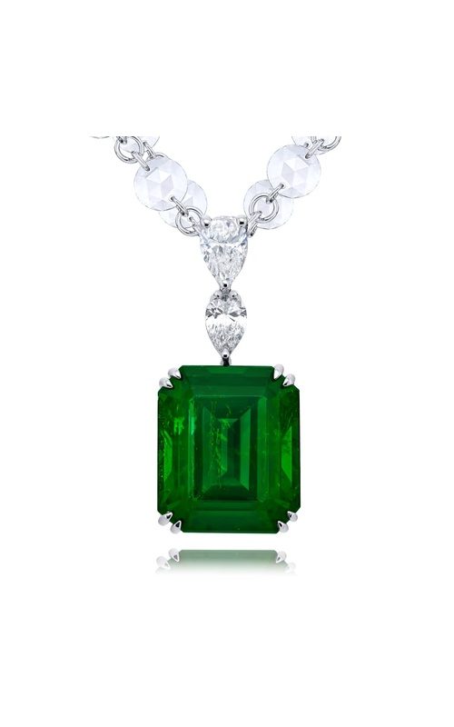Platinum Emerald-Cut Vivid Emerald Certified Pendant