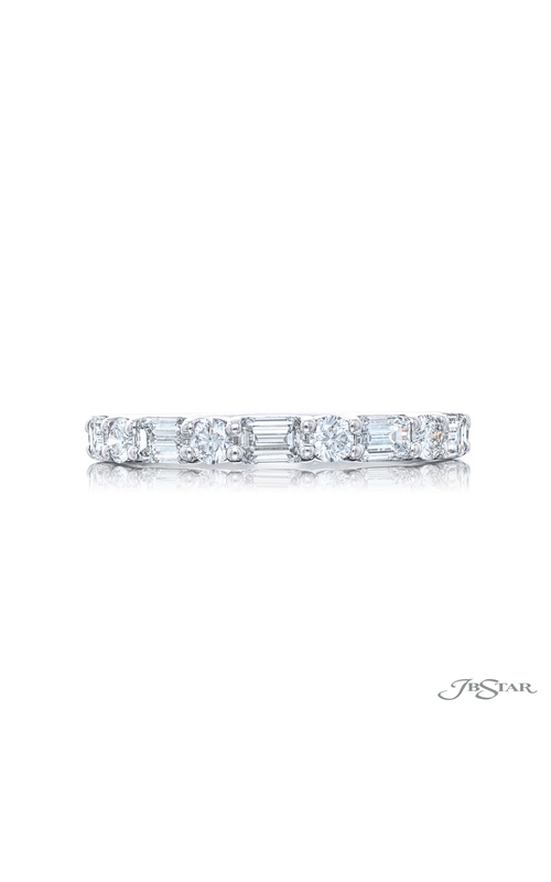 Platinum Emerald-Cut and Oval East-West Diamond Band