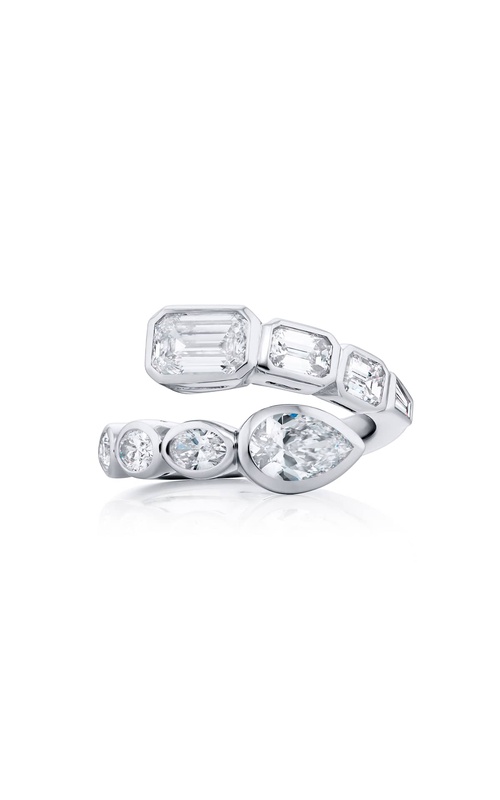 Platinum Emerald-Cut and Pear-Shaped Diamond Certified Twogether Ring