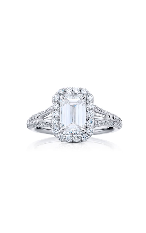 Platinum Emerald-Cut Diamond GIA Certified Micro Pav? Engagement Ring