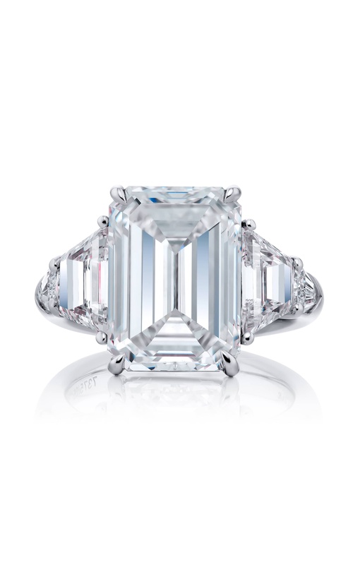 Platinum Emerald-Cut Diamond Certified Ring