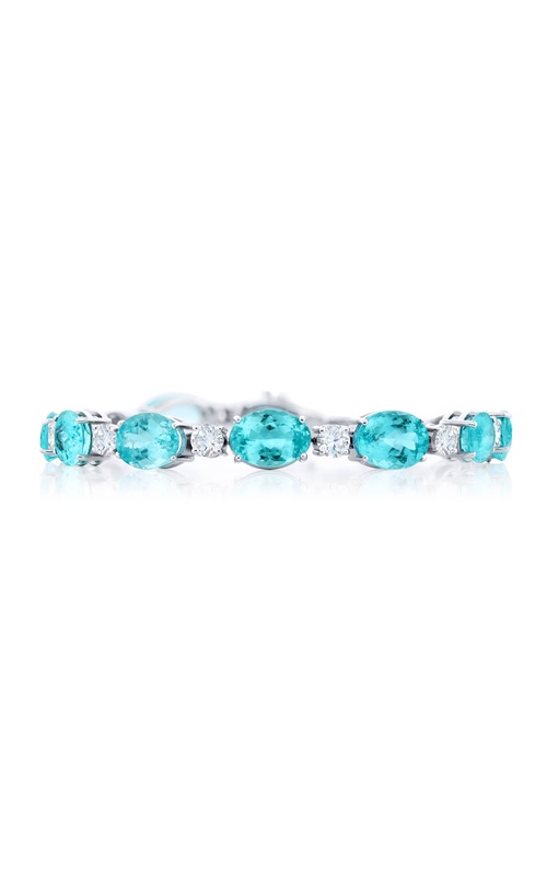 Platinum Oval Paraiba and Diamond Bracelet