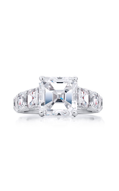 Platinum Square Emerald-Cut Diamond Certified Ring