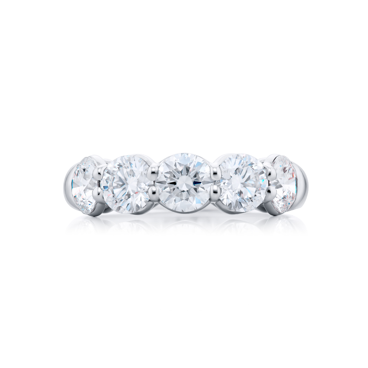 Platinum Round Diamond Single-Row Band