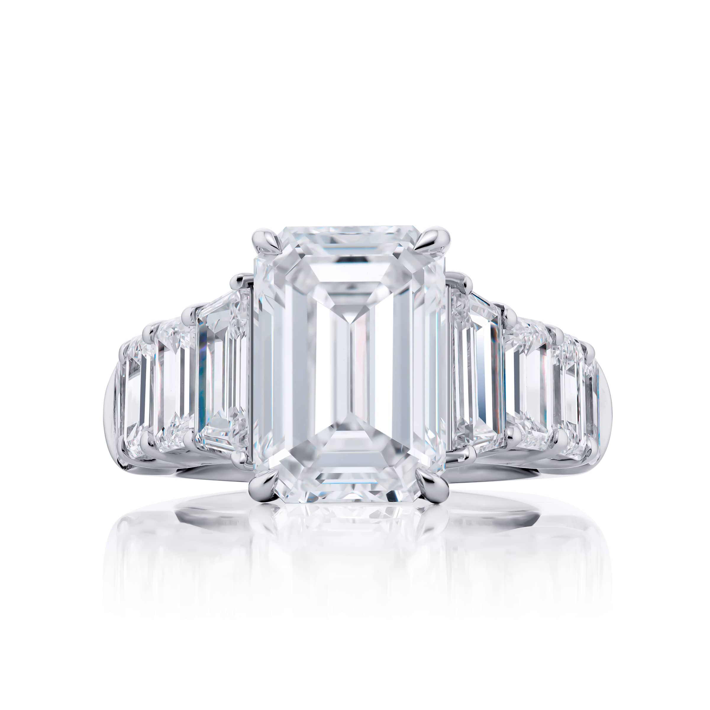 Platinum Emerald-Cut Diamond GIA Certified Engagement Ring