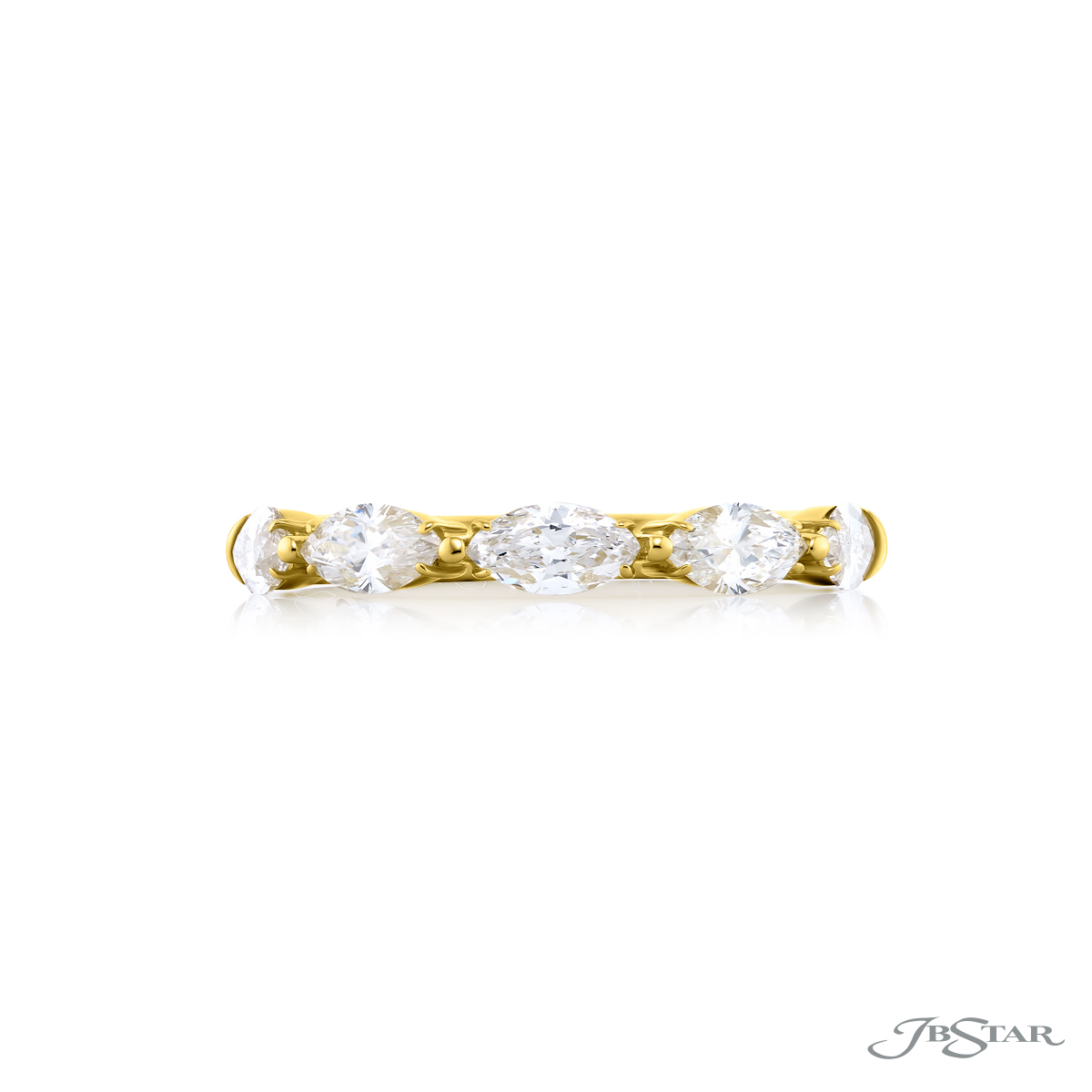 18K Yellow Gold Marquise Diamond East-West Band