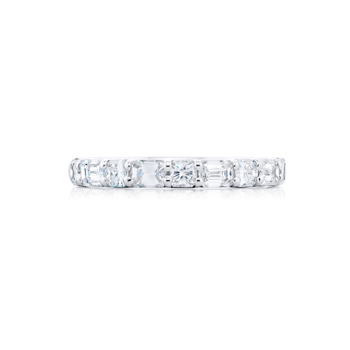 Platinum Emerald-Cut and Radiant-Cut Diamond East-West Band