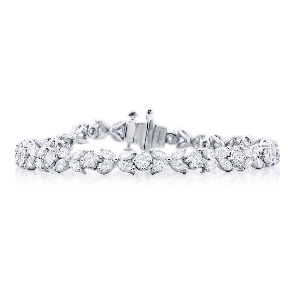 Platinum Marquise Diamond Floral Bracelet
