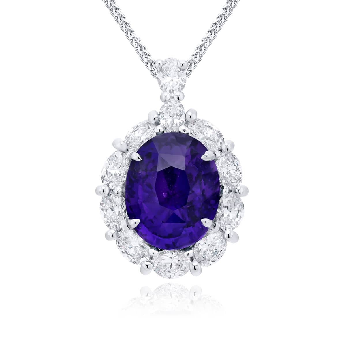Platinum Oval No-Heat Purple Sapphire Certified Pendant