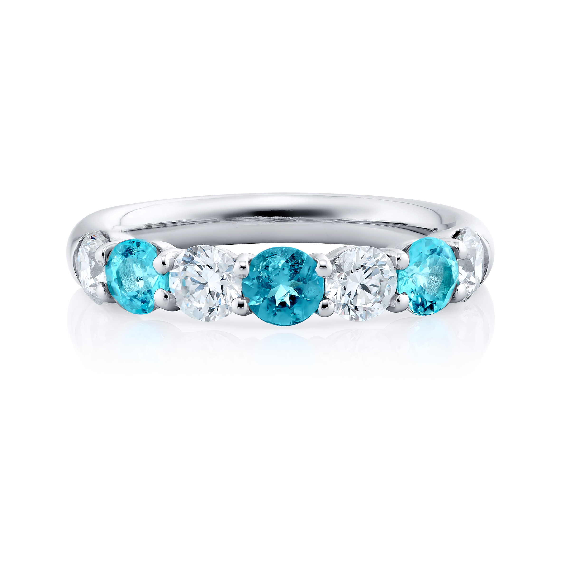 Platinum Round Paraiba and Diamond Band