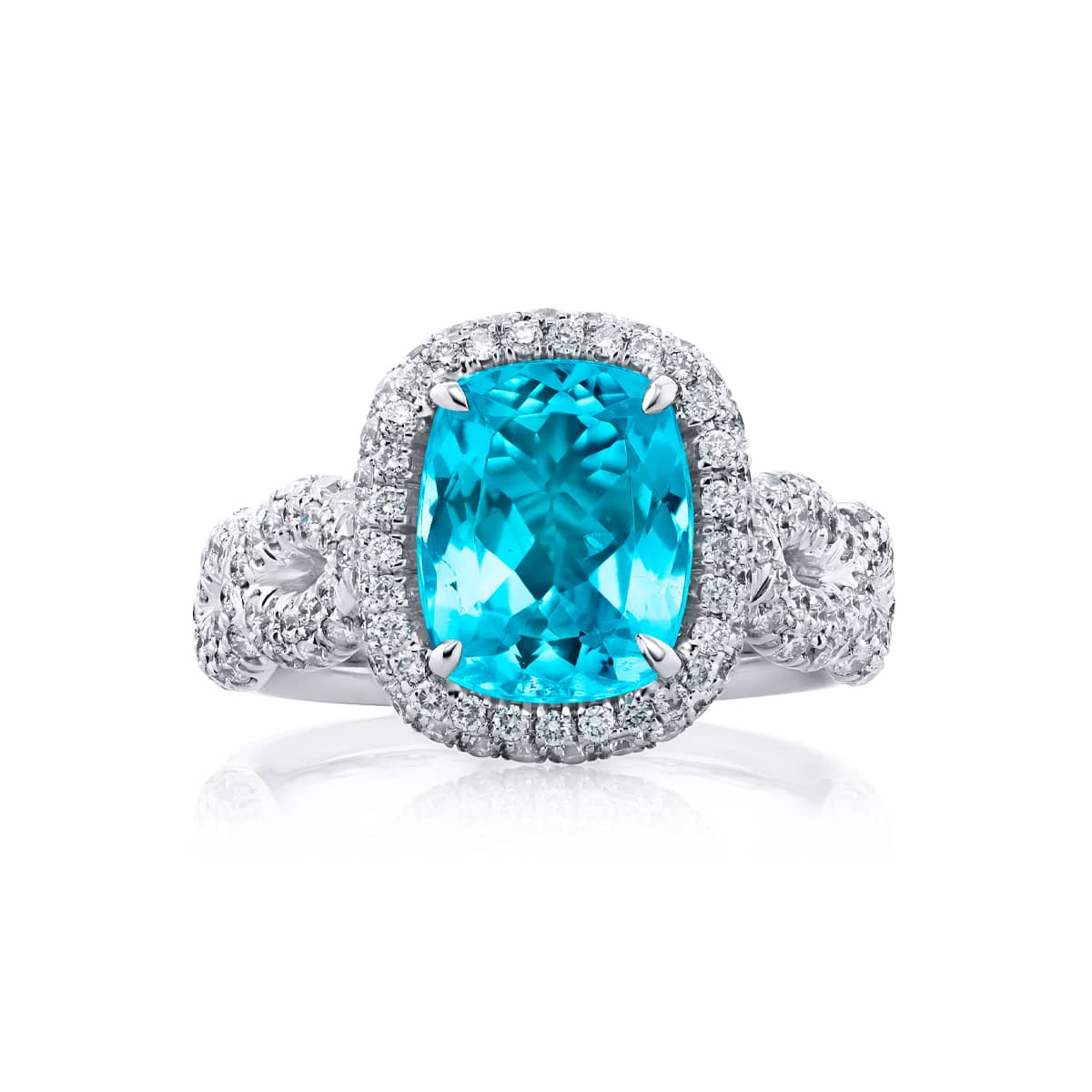 Platinum Cushion-Cut Paraiba Certified Ring