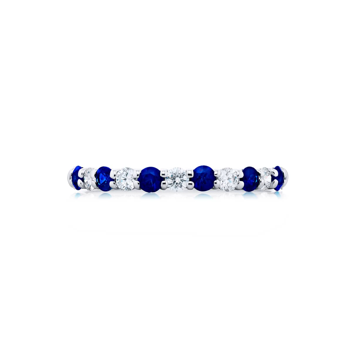 Platinum Round Sapphire and Diamond Band