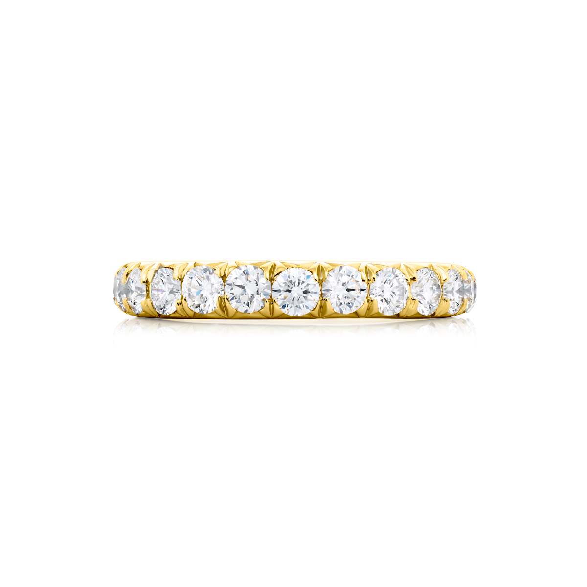 18K Yellow Gold Round Diamond Cut Down Band