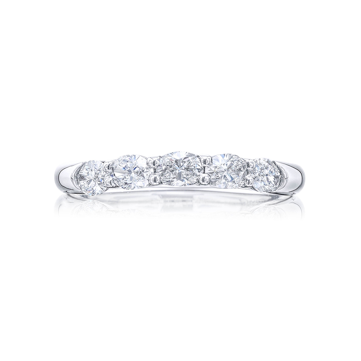 Platinum Oval Diamond Single-Row East-West Band