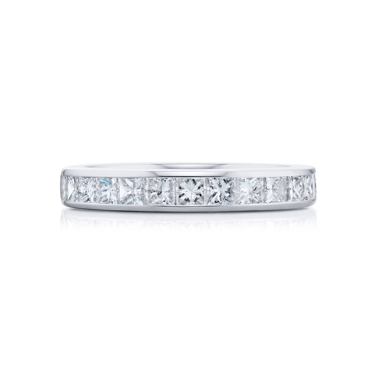 Platinum Princess-Cut Diamond Single-Row Channel Set Band