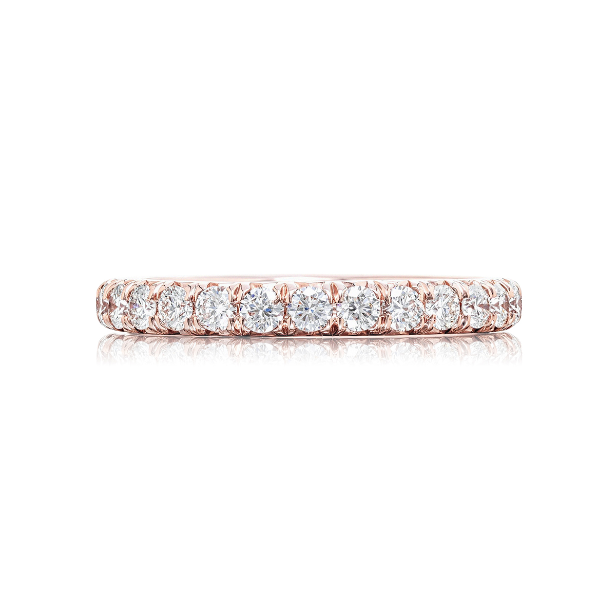 18K Pink Gold Round Diamond Cut-Down Eternity Band