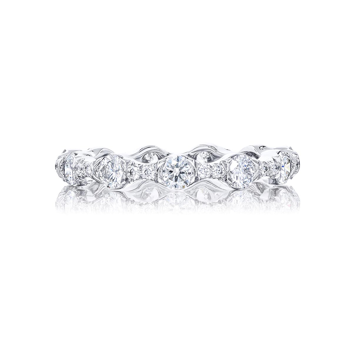 Platinum Round Diamond Bezel Set Eternity Band