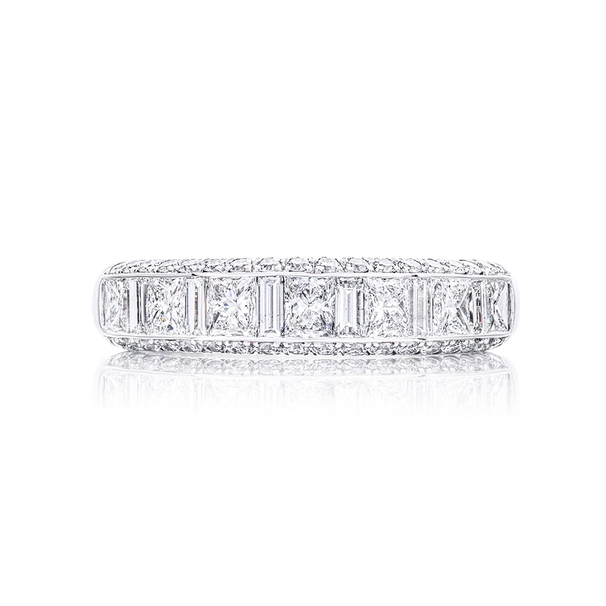 Platinum Princess-Cut Diamond Single-Row Channel Set Micro Pav? Band