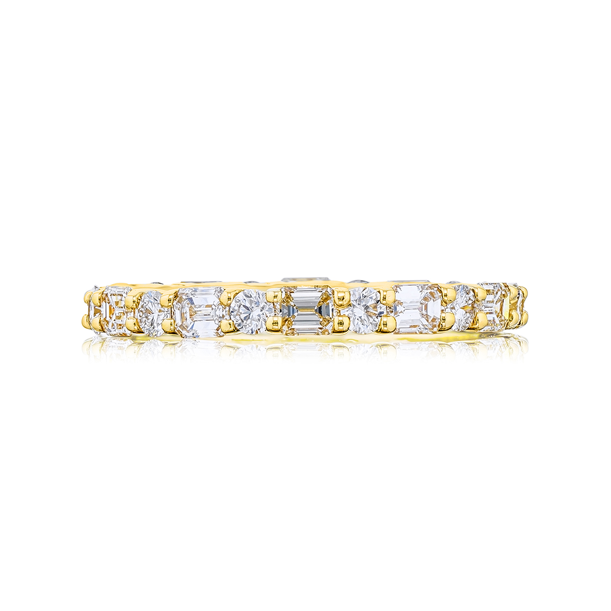 18K Yellow Gold Round and Emerald-Cut Diamond Eternity Band