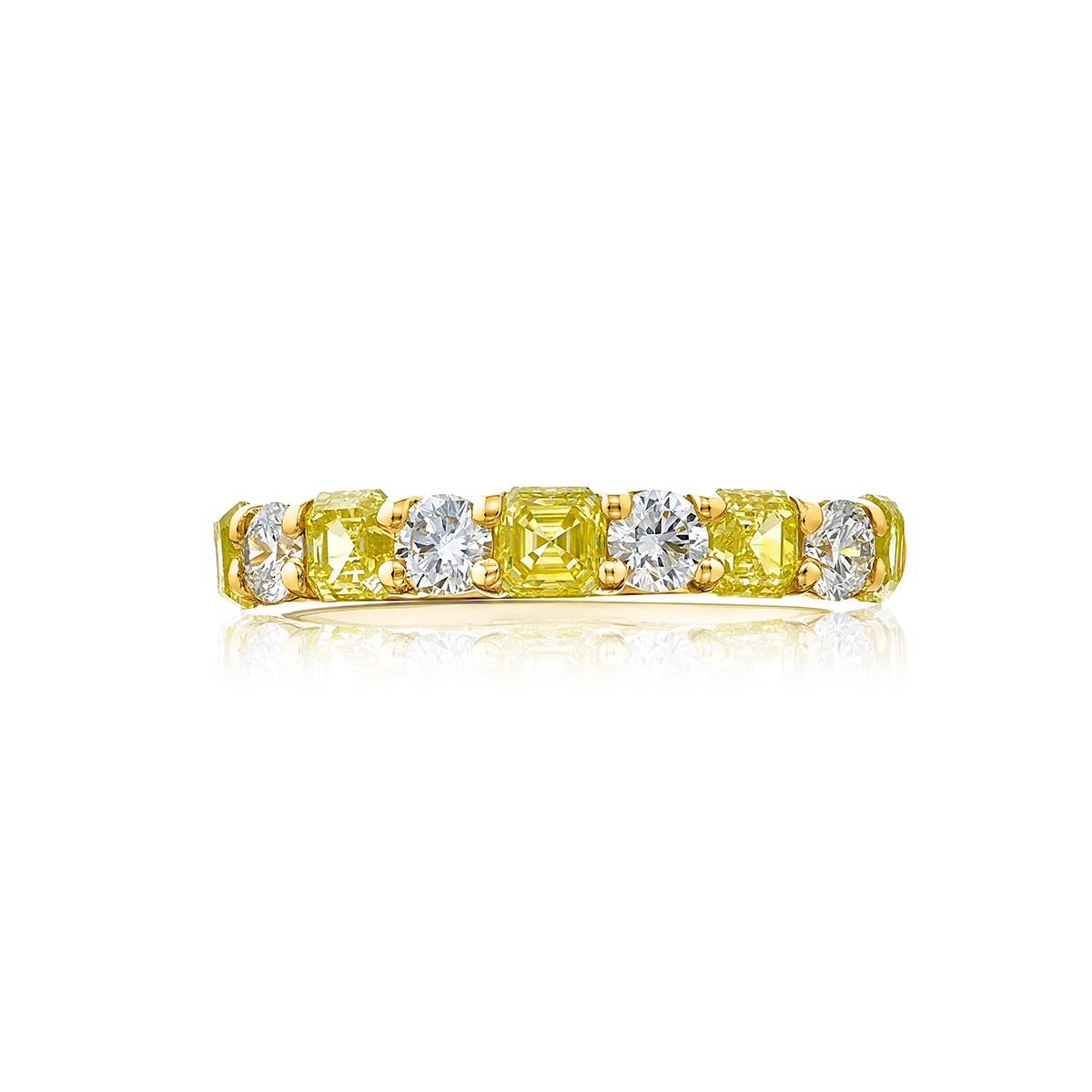 18K Yellow Gold Round Fancy Yellow Diamond Single-Row Band