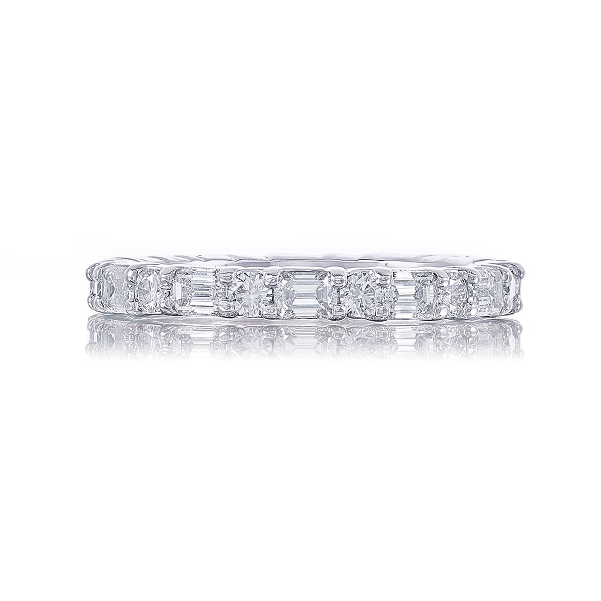 Platinum Emerald-Cut and Round Diamond Eternity Band