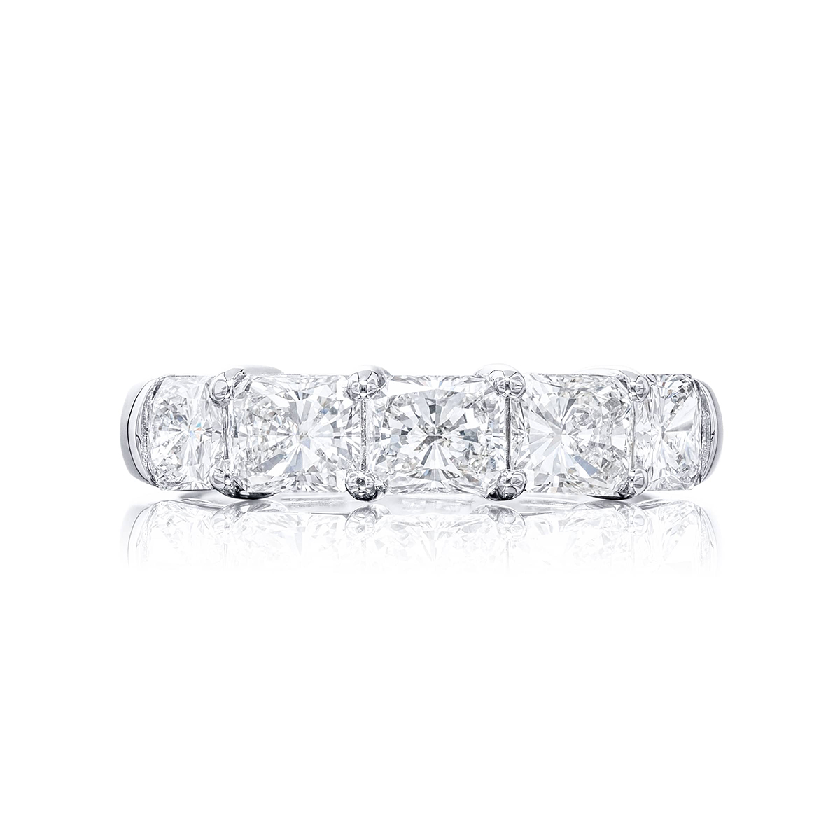 Platinum Radiant-Cut Diamond Single-Row Band