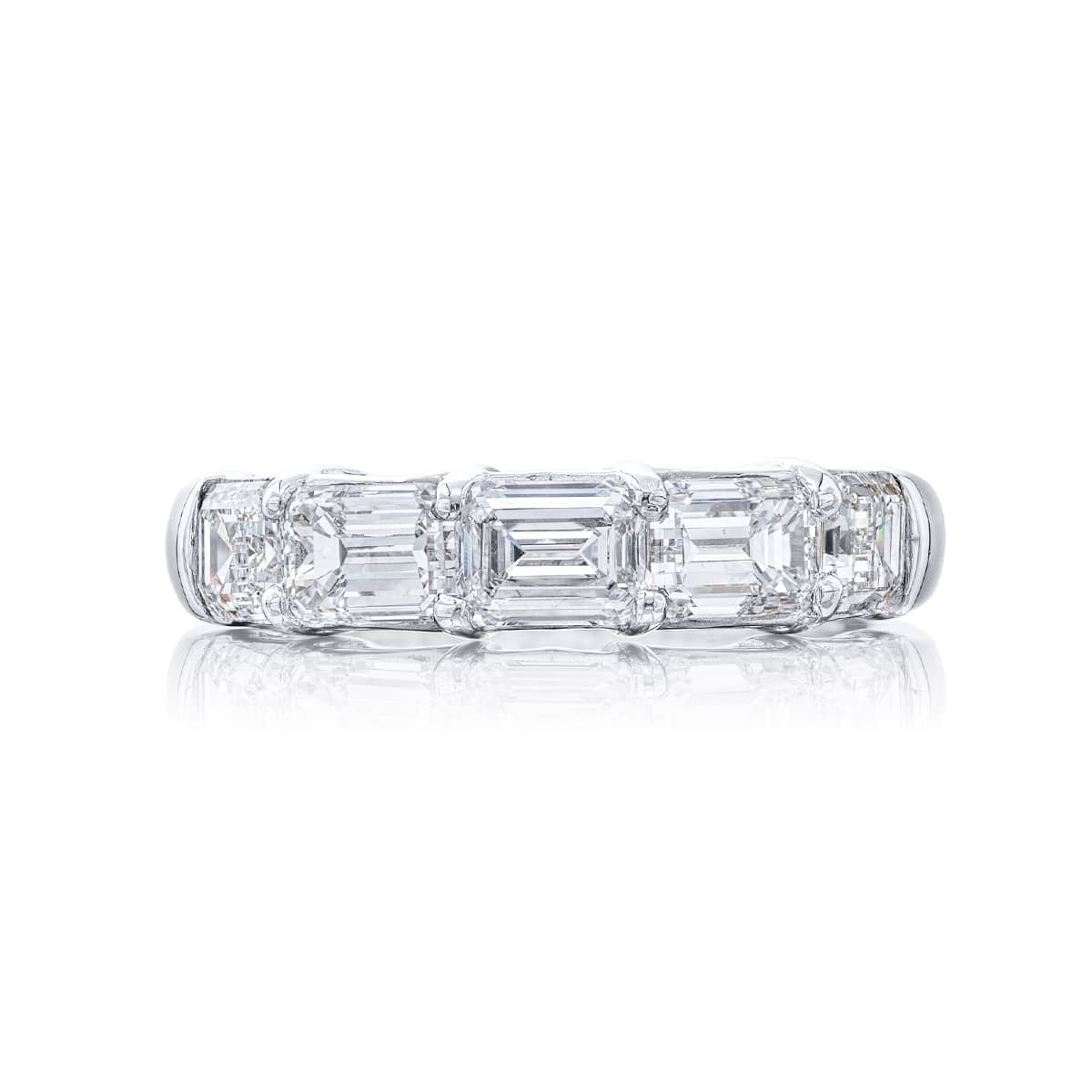 Platinum Emerald-Cut Diamond Single-Row East-West Band